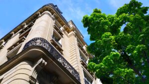 Facade of typical building in Paris